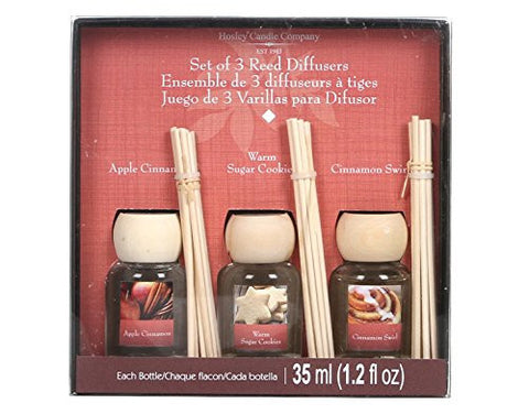 AROMATHERAPY HOSLEY PREMIUM SET OF 3 REED DIFFUSERS OIL- APPLE CINNAMON, CINNAMON SWIRL, WARM SUGAR COOKIES / 35 ML EACH.. BULK BUY. IDEAL GIFT FOR WEDDINGS, SPA, REIKI, MEDITATION