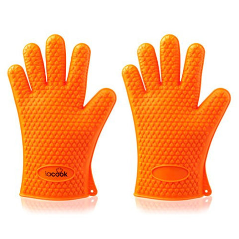 IACOOK PREMIUM SILICONE GLOVES, HEAT RESISTANT GLOVES , BEST FOR GRILLING, BAKING AND COOKING, KITCHEN GLOVES,