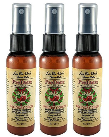 POOP SPRAY BEFORE YOU GO BATHROOM AIR FRESHENER TOILET SPRAY-PREDEUX "HOLLYDAY CHEER" 3 PACK OF PRE POO SPRAY