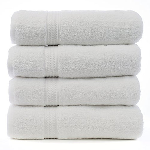 LUXURY HOTEL & SPA BATH TOWELS-100% COTTON DOBBY BORDER SET OF 4