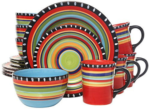 GIBSON ELITE PUEBLO SPRINGS 16-PIECE DINNERWARE SET, MULTICOLOR