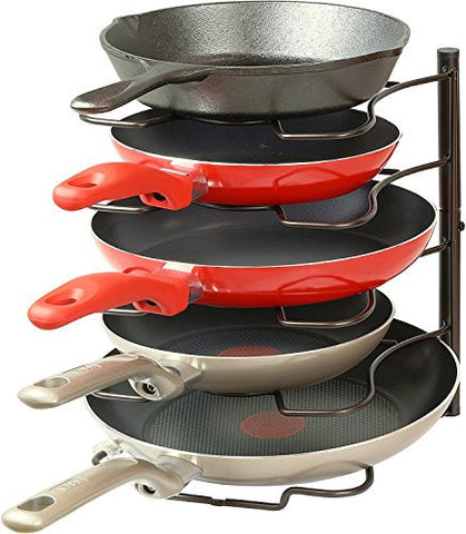 SIMPLEHOUSEWARE KITCHEN CABINET PANTRY PAN AND POT LID ORGANIZER RACK HOLDER, BRONZE