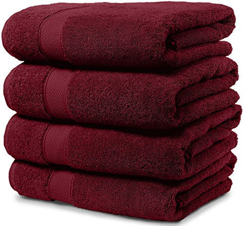 4 PIECE BATH TOWEL SET. 2017(NEW COLLECTION).PREMIUM QUALITY TURKISH TOWELS. SUPER SOFT, PLUSH AND HIGHLY ABSORBENT. SET INCLUDES 4 PIECES OF BATH TOWELS. BY MAURA. (BATH TOWEL - SET OF 4, BURGUNDY)