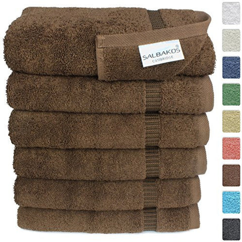 TURKISH LUXURY HOTEL & SPA 16"X30" HAND TOWEL SET OF 6 TURKISH COTTON - ORGANIC ECO-FRIENDLY (HAND TOWELS, CHOCOLATE)
