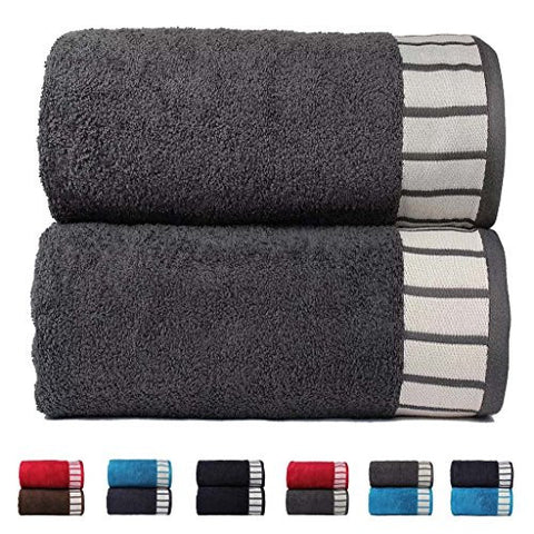 TRIDENT HIS & HER 550 GSM 2 PACK COTTON BATH TOWEL SET - GREY